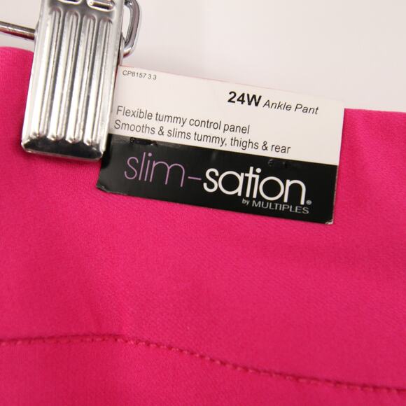 Slimsation by Multiples Capri Pants Fuchsia Pink Tummy Control Size 24W NWT - Picture 8 of 13
